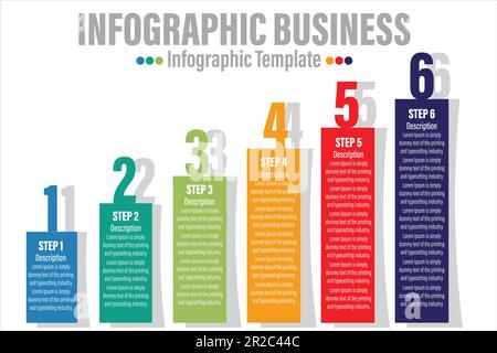 Abstract digital illustration six 6 Steps or six 6 option Infographic. Vector illustration can be used for workflow layout, diagram, number options, w Stock Vector