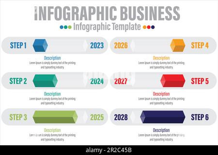 6 Steps, six 6 option 3D cube shape elements with steps,road map,options,milestone,timeline,processes or workflow.Business data visualization.Creative Stock Vector