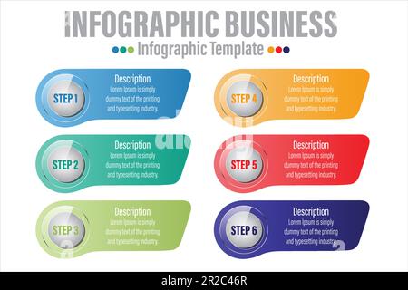 Six steps workflow process chart template for presentation. Vector ...
