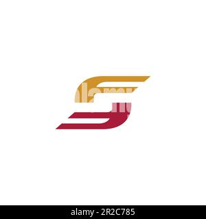SF Logo Design. Letter F Wing vector Illustration Stock Vector