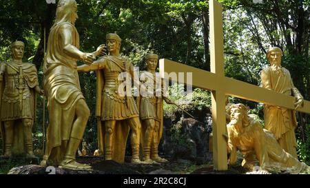 Jesus statue in Puhsarang church. Puhsarang is a church built using stones Stock Photo