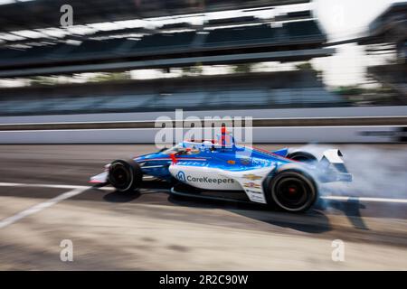 Indianapolis, USA. 18th May, 2023. INDIANAPOLIS, INDIANA - MAY 18: Stefan Wilson (24), practices for the 2023 Indy 500 at Indianapolis Motor Speedway on May 18, 2023 in Indianapolis, Indiana. Credit: Jeremy Hogan/Alamy Live News Stock Photo