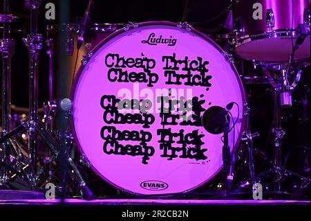 New York, USA. 18th May, 2023. Cheap Trick rock band perform at the NYCB Theatre At Westbury, Westbury, NY, May 18, 2023. (Photo by Anthony Behar/Sipa USA) Credit: Sipa US/Alamy Live News