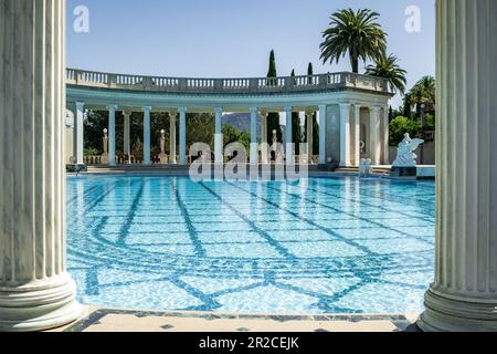 Hearst Castle, known formally as La Cuesta Encantada, is a historic estate in San Simeon, located on the Central Coast of California Stock Photo