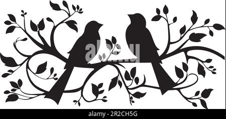 Birds Couple Silhouette on Branch Vector, Birds in love Silhouette, Wall  Decals, Couple of Birds in Love, Art Decoration, Wall Decor, Birds  Silhouette Stock Vector Image & Art - Alamy