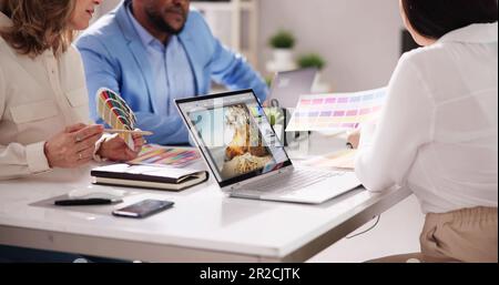 Business Group At Workplace. Designers Team Working Stock Photo