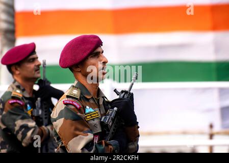 Calcutta, India - January 24, 2023: The ceremony is done by Indian army every year to salute national flag in 26th January. Stock Photo