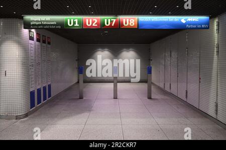 Munich Germany. 19th May 2023. An entrance to the subway at