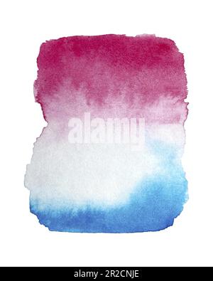 Watercolor hand paint texture isolated on white background, red and blue watercolor textured background. Vector illustration Stock Vector
