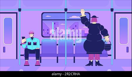 Commuter train lo fi chill wallpaper Stock Vector
