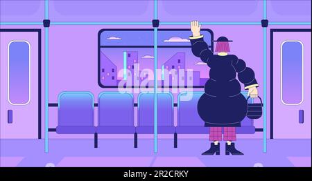 Suburban railway passenger lo fi chill wallpaper Stock Vector