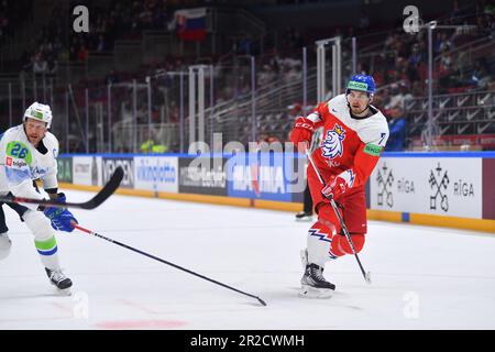 LATVIA, RIGA - 18.05.23: DVORAK Tomas. Game Czech Republic vs Slovenia. IIHF 2023 Ice Hockey World Championship at Arena Riga Stock Photo