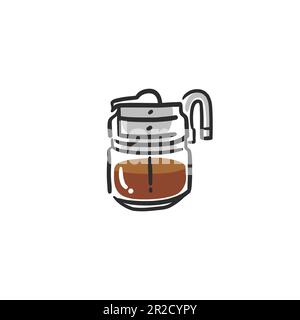 Hand drawn vector abstract graphic doodle simple minimalistic line illustrations collection with brewing coffee,preparing coffee drinks. Coffee vector Stock Vector