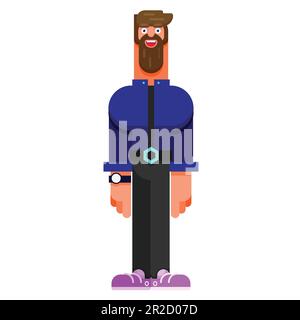 Simple standing beard man. Flat style vector illustration Stock Vector