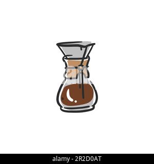 Hand drawn vector abstract graphic doodle simple minimalistic line illustrations collection with brewing coffee,preparing coffee drinks. Coffee vector Stock Vector
