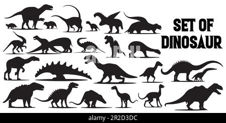 Silhouette dinosaur vector collection. Stock Vector