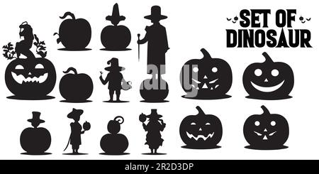 A set of Halloween vector set illustrations. Stock Vector