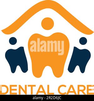 Dental care and dentist home logo design. Stock Vector