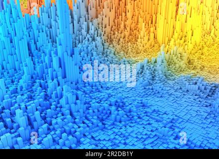 3D render of an abstract landscape of extruding cubes Stock Photo - Alamy