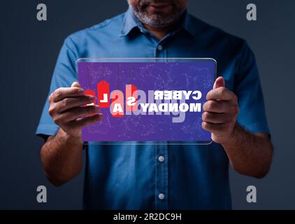 Cyber Monday Sale online concept. Cyber Monday festival, today stores will issue a promotion to reduce almost all types of products. Shopping, discoun Stock Photo