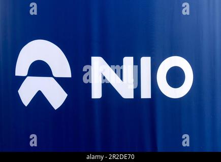 Nio ,Chinese multinational automobile manufacturer headquartered in Shanghai, specializing in designing and developing electric vehicles Stock Photo