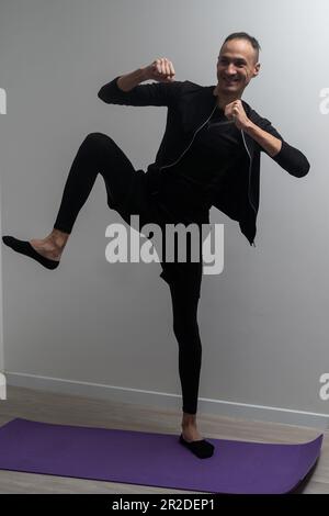 the man is doing exercises Stock Photo