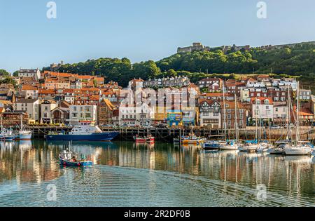 Fishing habour of Scarborough on the North Sea coast of North Yorkshire, England Stock Photo