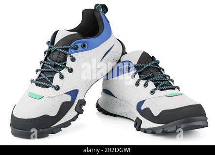 Sports leather boots isolated on white background with clipping path. Full Depth of Field Stock Photo