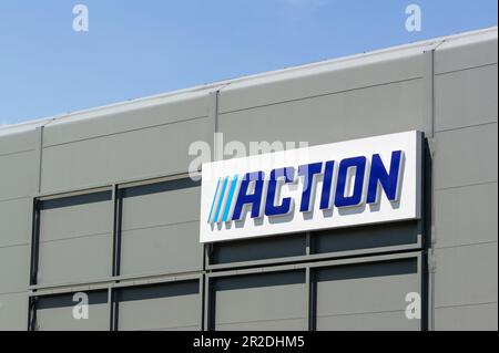HAVIROV, CZECH REPUBLIC - MAY 11, 2023: Banner of Action discount stores and company which sells non-food goods Stock Photo