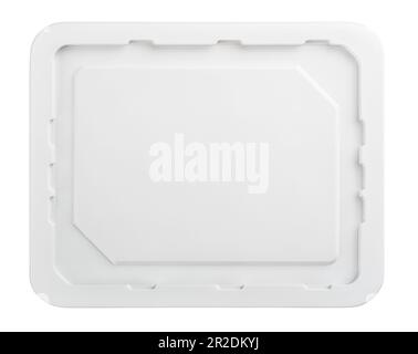 White plastic container lid isolated on white background with clipping path Stock Photo