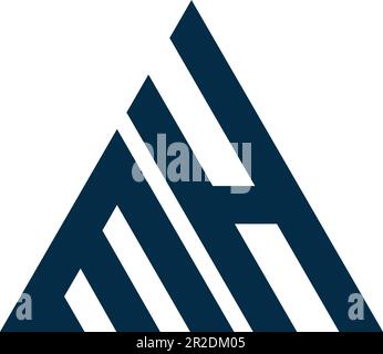 M and H letter Tringle logo design for Brand. Stock Vector