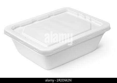 Plastic food container lunch box with a lid isolated on white