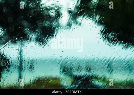 View through a wet windscreen on a rainy day Stock Photo