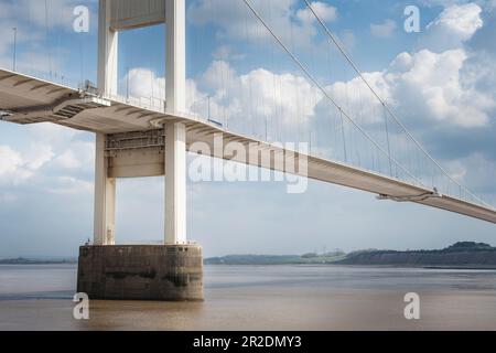 Severn Road Crossing from Wales to England and the Severn Estuary The older Bridge Wales Stock Photo