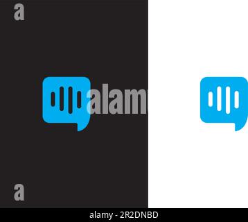 A blue logo on black and white background for a chat company Stock Vector