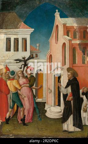 Saint Peter Martyr Exorcizing a Woman Possessed by a Devil Date: 1445/55 Artist: Antonio Vivarini Italian, about 1415-1476/84 Stock Photo