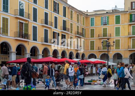 Palma, Majorca, Spain - May 13th 2023: Plaza Major street market, Palma de Mallorca. Stock Photo