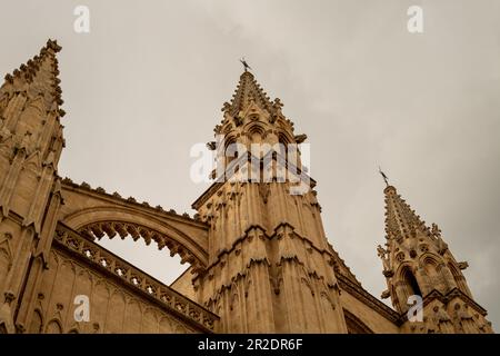 Palma, Majorca - May 13th 2023: Cathedral of Santa Maria under cloudy sky in Palma de Mallorca, Spain Stock Photo