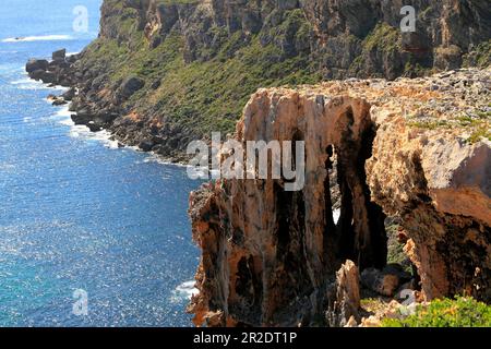 Natural coastal sandstone formation at  Point  D'Entrecasteaux National Park,  Southwest Australia Stock Photo