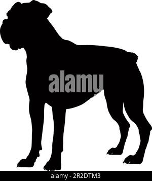 Boxer dog silhouette isolated on a white background. Vector illustration Stock Vector