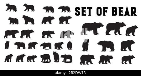 A set of bears silhouette vector design. Stock Vector