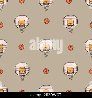 The seamless pattern on the basketball theme. Stock Vector