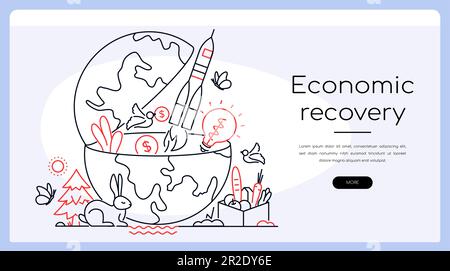 Economic recovery - modern colorful line design style banner Stock Vector