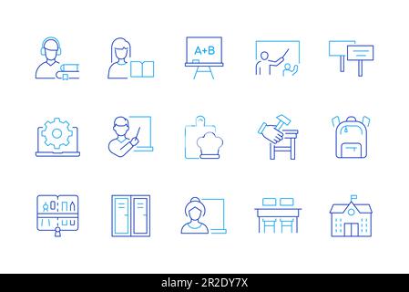 Education and knowledge - set of modern line design style icons Stock Vector