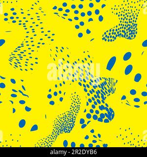 Abstract seamless pattern with chaotic flowing abstract organic shapes in retro style. Dots and blots artistic stylish ornamental endless background Stock Vector