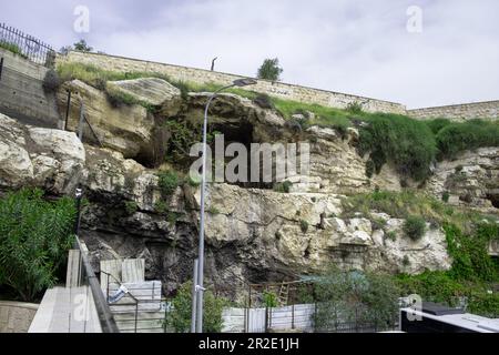 Jerusalem, Israel - 10 April, 2023. Skull Hill at the Garden Tomb Stock Photo