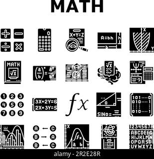 Mathematics glyph icons set. Math symbols. Algebra. Silhouette symbols ...