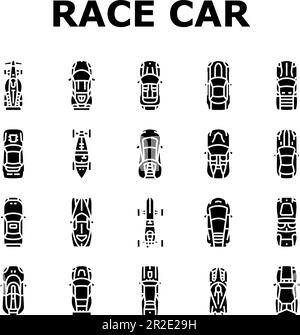 race car speed sport vehicle icons set vector Stock Vector