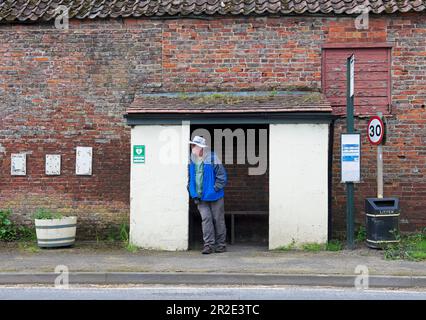 Bus stop in the village of Skeffling, East Yorkshire, England UK Stock Photo