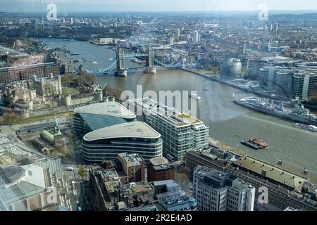 LONDON, UK - April, 2023: The Sky Garden is Europe's highest garden space located on top of 20 Fenchurch St. It features a stylish restaurant; brasser Stock Photo